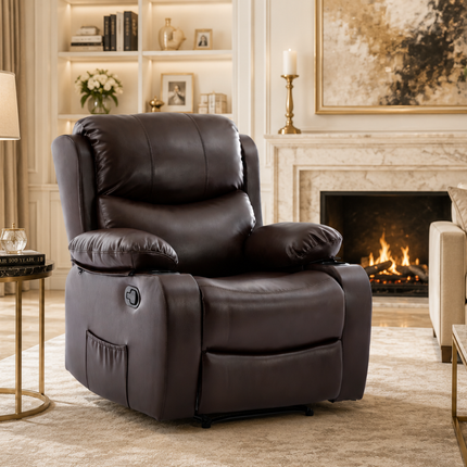 MAYFAIR SINGLE RECLINER 152 LEATHER WITH CUP HOLDER