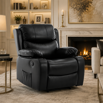 MAYFAIR SINGLE RECLINER 152 LEATHER WITH CUP HOLDER