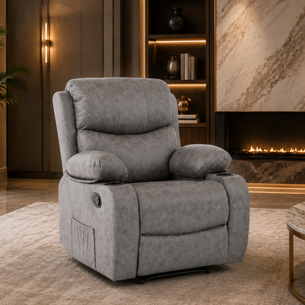 MAYFAIR SINGLE RECLINER 152 POLYSTER (TECHNOLOGICAL FABRIC) WITH CUP HOLDER