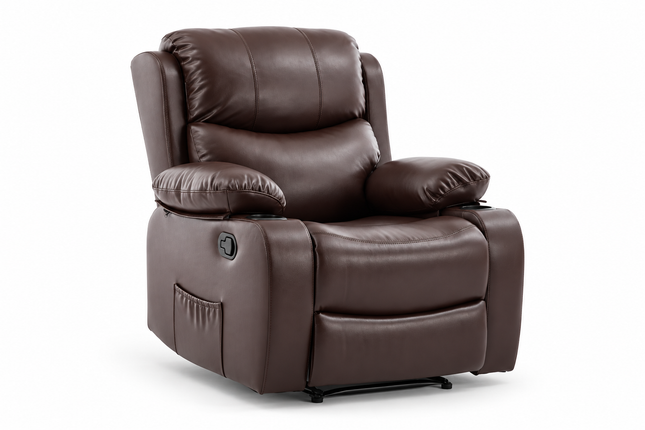 MAYFAIR SINGLE RECLINER 152 LEATHER WITH CUP HOLDER - Legend Appliances