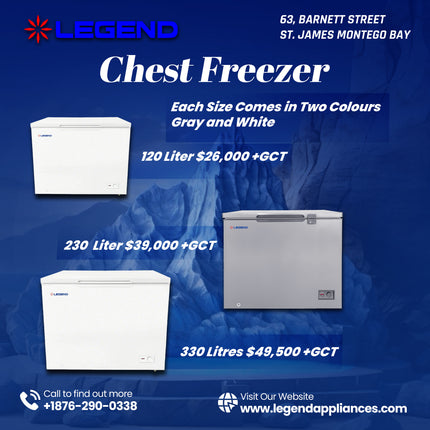 LEGEND Chest Freezer 120, 230 & 330 Litres - Legend Appliances